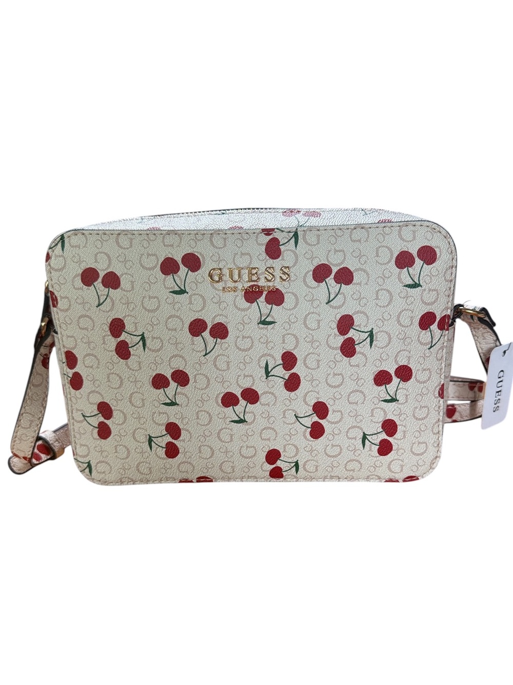 Guess Red Cherry Camera Logo Pale Pink Crossbody Bag, NWT